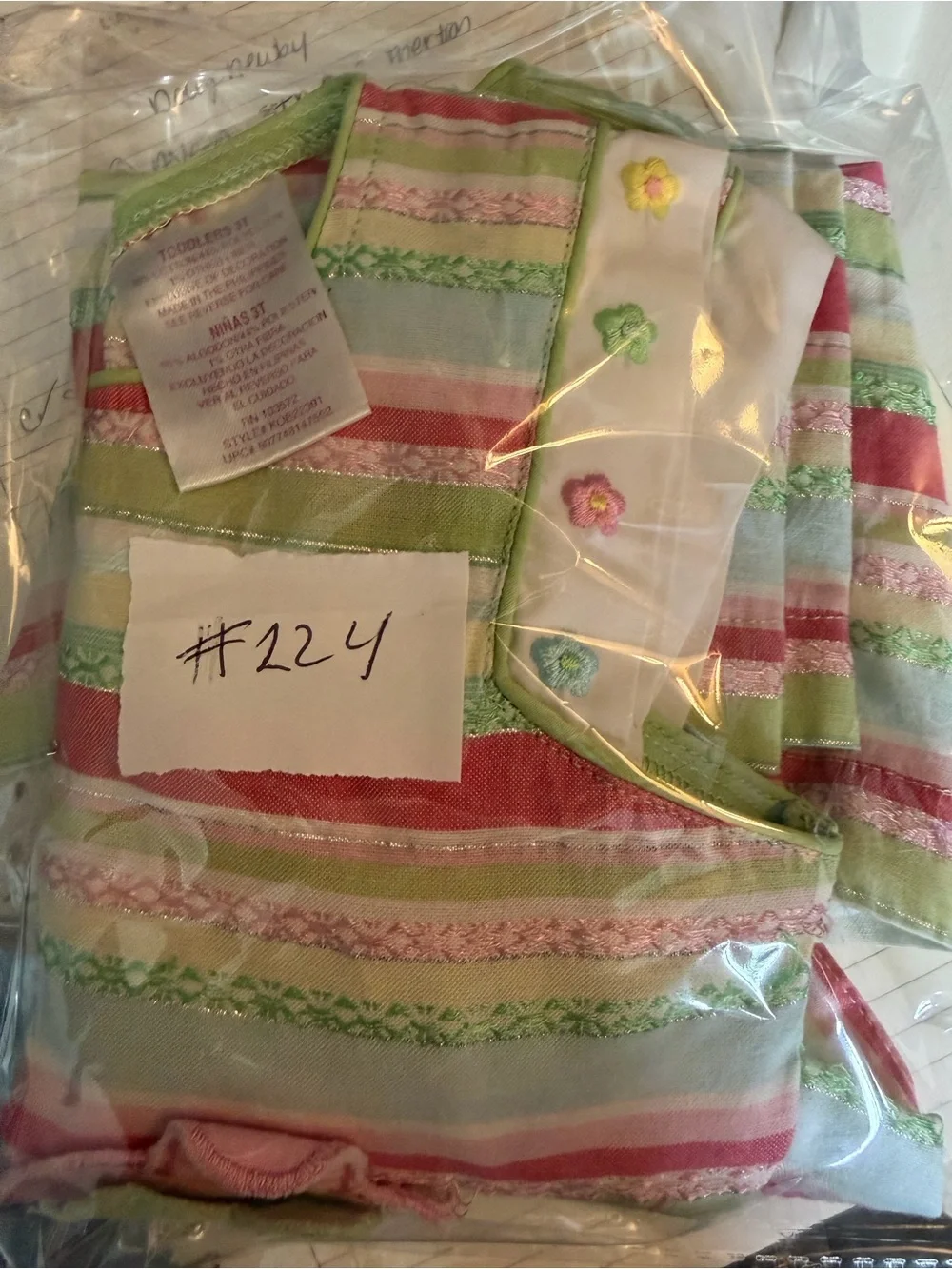 Blueberi Boulevard Girls Dress Size 3T White Pink & Green Lace Trim Pleated